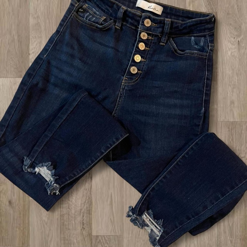 KanCan Women's High Rise Dark Denim Jeans